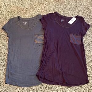 NWT Bundle of 2 Loft Short Sleeved Shirts Gray & Purple Size XSP